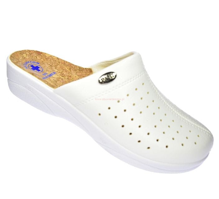 Białe klapki sanitarne damskie medyczne zakryte palce Pami TOP-106 top-106.jpg