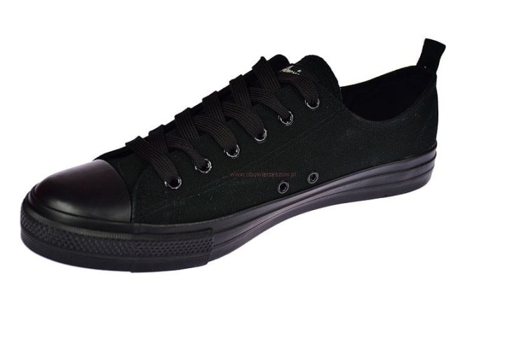 Trampki męskie czarne widok z boku