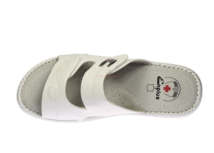 klapki medyczne damskie Enplus białe widok od góry