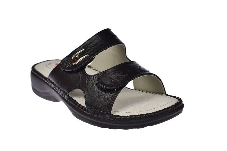 klapki medyczne damskie Enplus RS008-1  czarne na rzepy