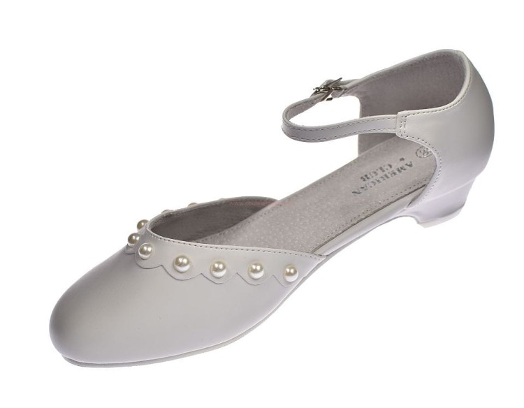 Białe balerinki do komunii na obcasie American kom59/24.jpg