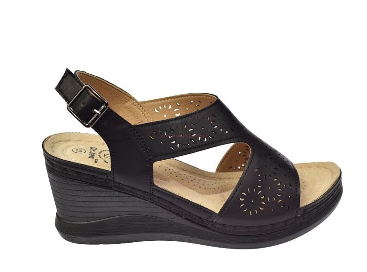 Sandały damskie skóra wkładka koturn paski KL-Q13910.jpg