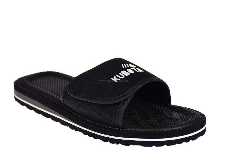 klapki Kubota Rzep czarne – widok z przodu