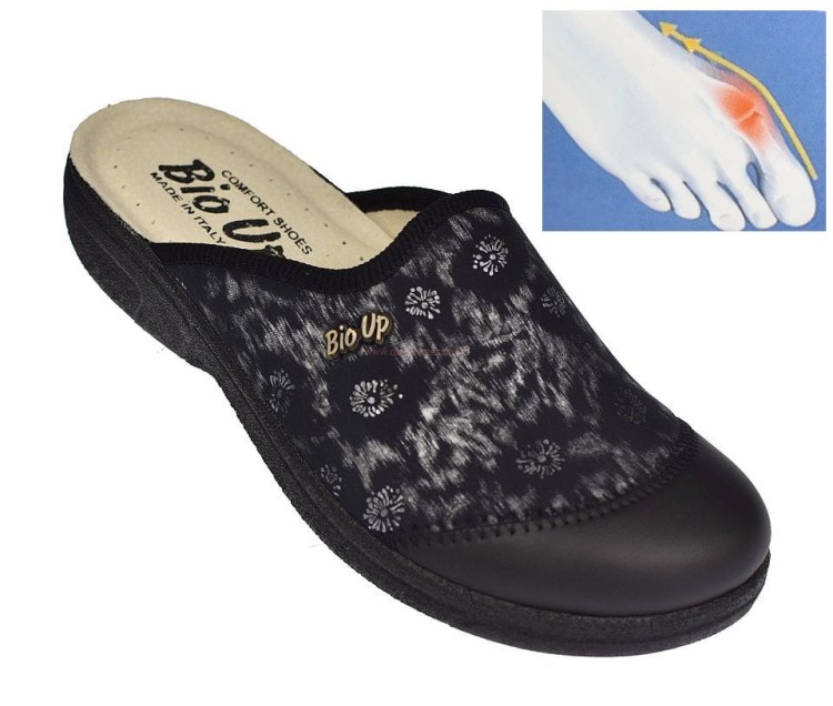 Czarne klapki zdrowotne Bio Up 453 z elastyczną cholewką lycra