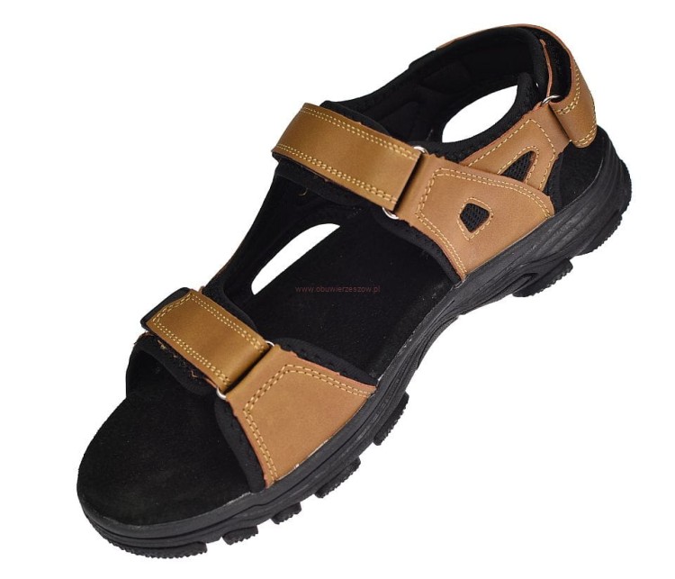 Sandały męskie na rzepy American HL176 – zbliżenie na paski i wkładkę