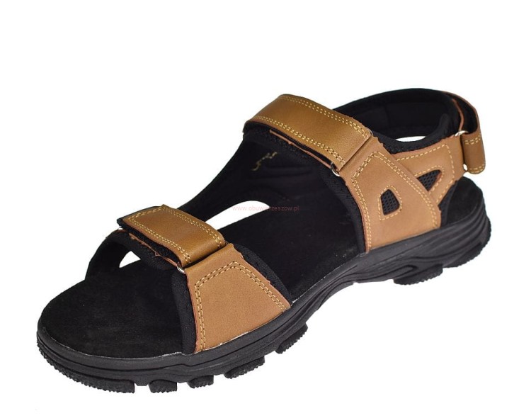 Sandały męskie ze skóry na rzepy sportowe paski