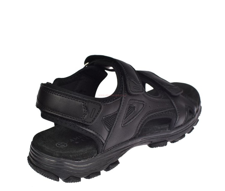 American HL176 – sandały męskie czarne z regulowanym paskiem na piętę