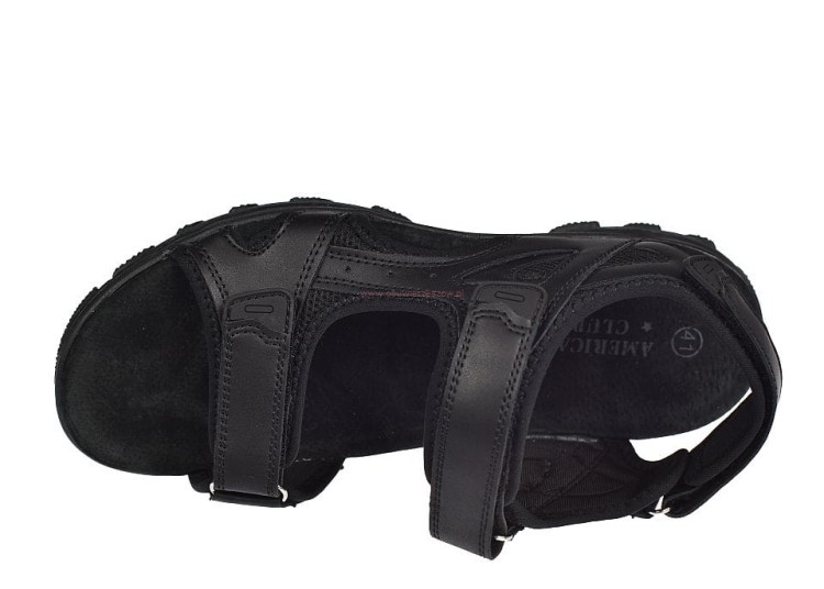Profilowana skórzana wkładka w sandałach męskich American HL176 black