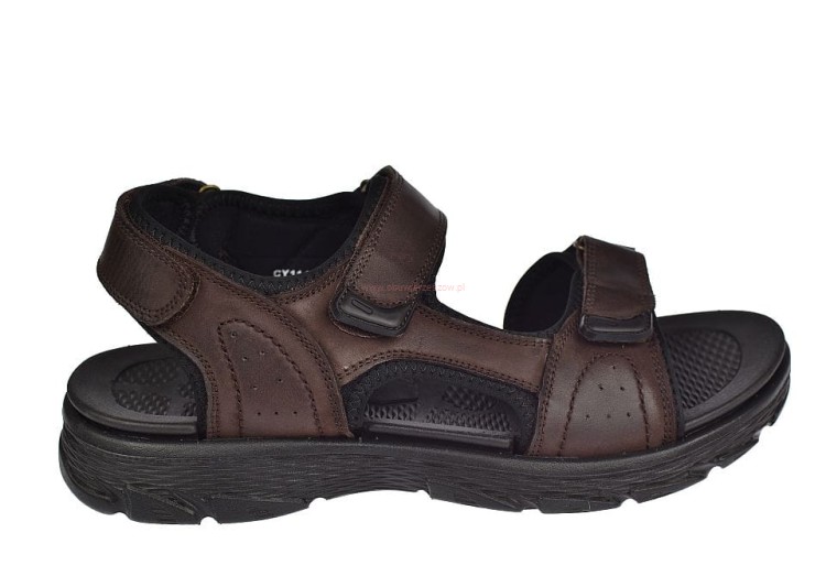 sandały męskie skórzane American Club CY114/24 brązowe widok z boku