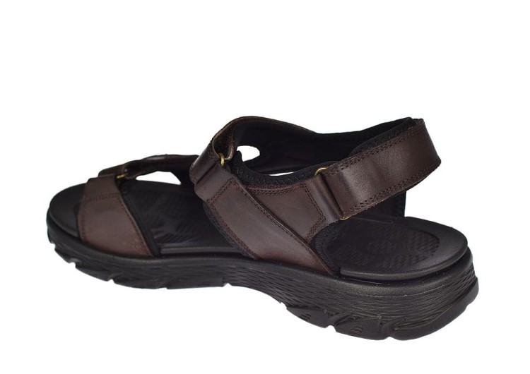 skórzane sandały męskie brązowe na rzepy – model CY114/24