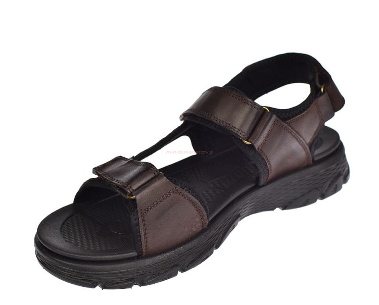 Sandały męskie na rzepy skórzane lekka podeszwa pianka EVA