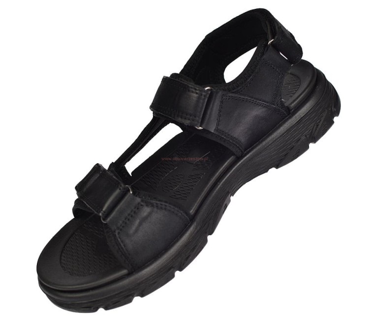 sandały męskie skórzane American Club CY114/24 czarne widok z boku