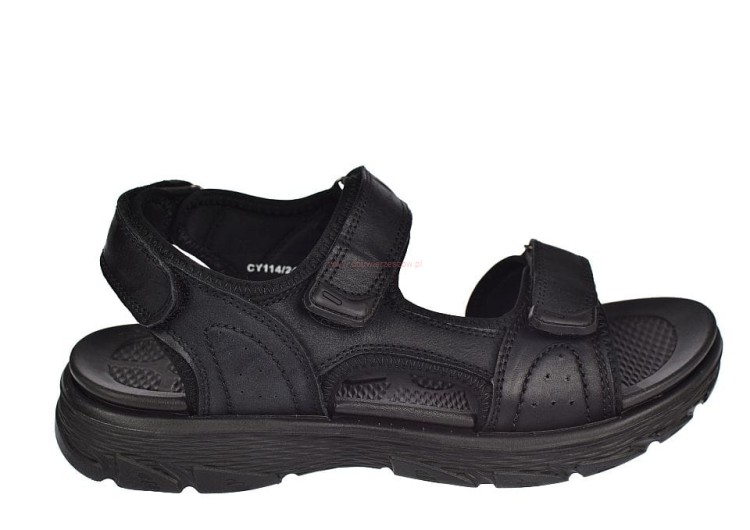 męskie sandały skórzane bez wkładki na piance EVA czarne