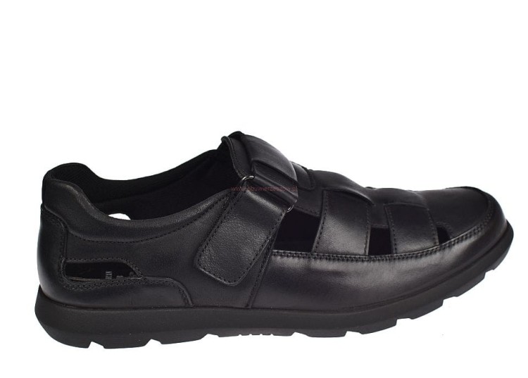 sandały męskie skórzane American Club czarne – widok z boku