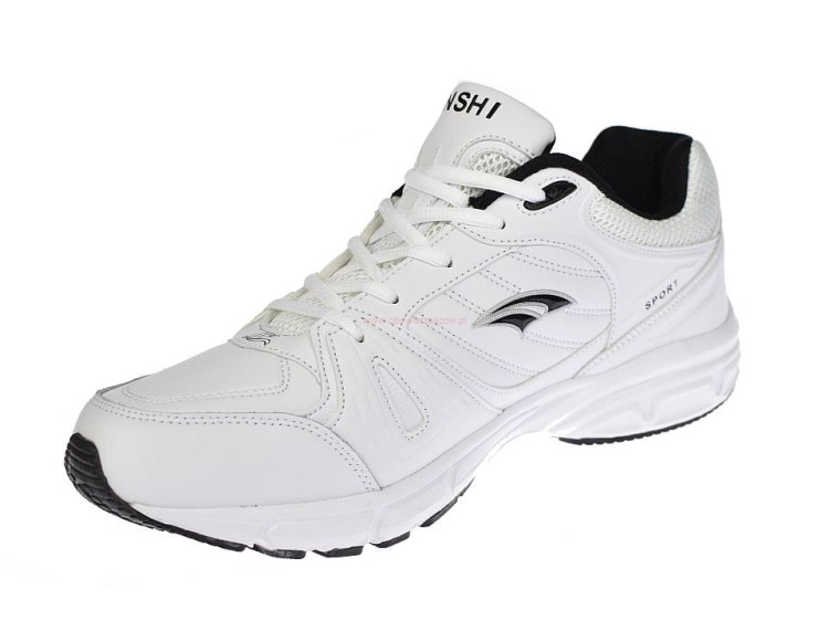 Buty sportowe męskie białe A8358 – przód i sznurowanie
