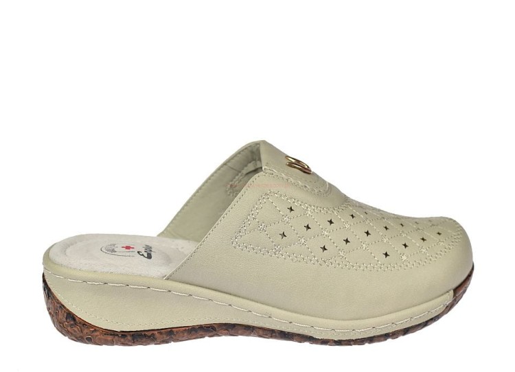 Klapki damskie Enplus JL395-1 beżowe – widok z góry, skórzana wkładka