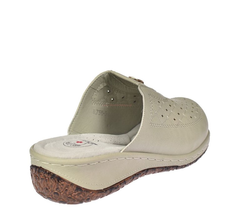 Klapki zdrowotne damskie Enplus JL395-1 beżowe z koturnem i antypoślizgową podeszwą