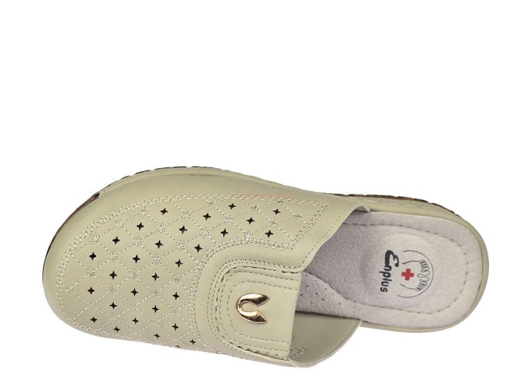 Klapki damskie koturn z gumą na cholewce wysokie podbicie