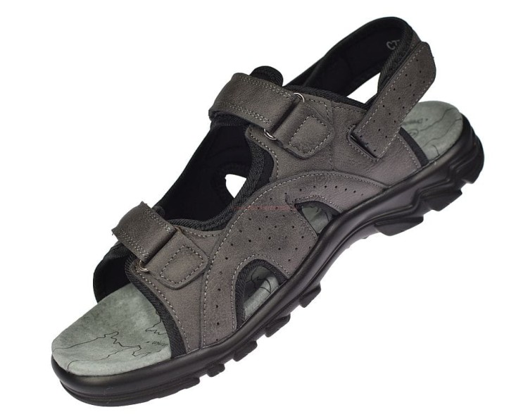 Profilowana skórzana wkładka w dużych szarych sandałach męskich