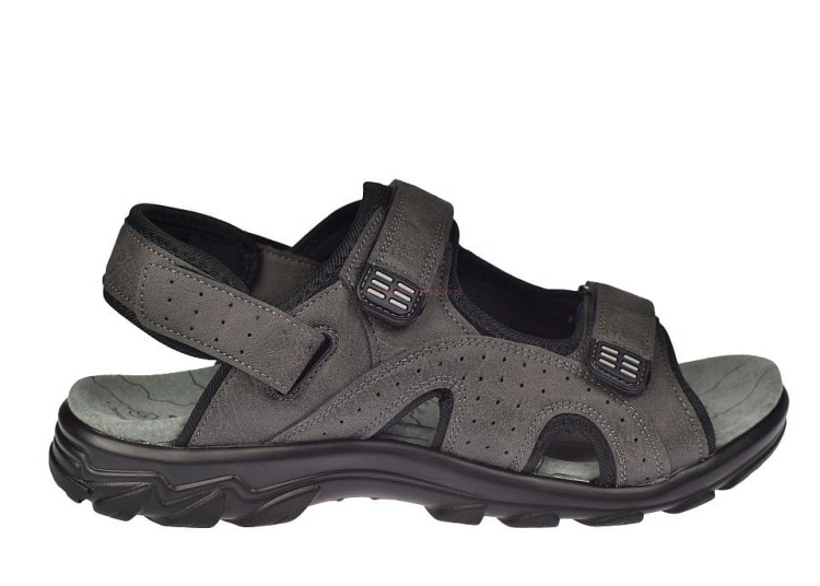 Duże sandały męskie szare na rzepy C7726 – widok z przodu