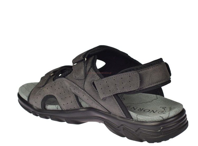 Szare sandały męskie na rzepy duże rozmiary – detal pasków i zapięcia