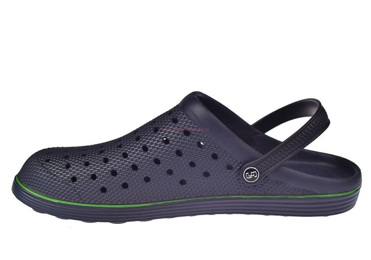 Duże chodaki męskie z pianki EVA w kolorze granatowym, z paskiem na piętę