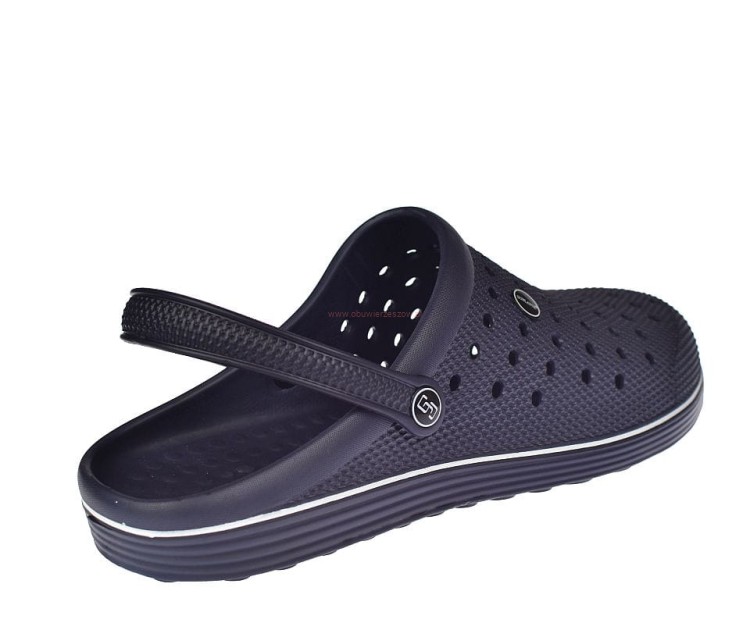 Lekkie piankowe klapki męskie z paskiem na piętę w kolorze granatowym