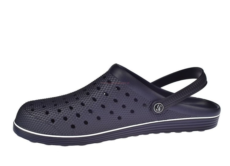 Chodaki męskie z pianki EVA granatowe z paskiem na piętę