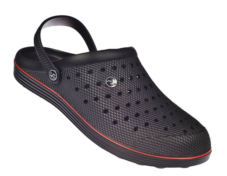 Duże czarne klapki męskie kroksy z paskiem na piętę H369-M5