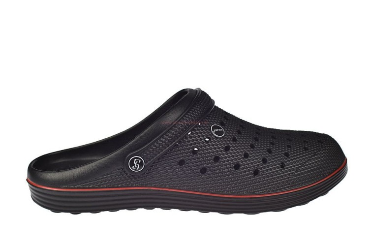 Czarne kroksy męskie z paskiem na piętę, wygodne i trwałe