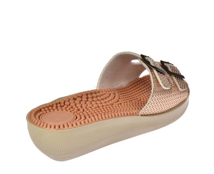 Beżowo-złote klapki z wypustkami masującymi stopy