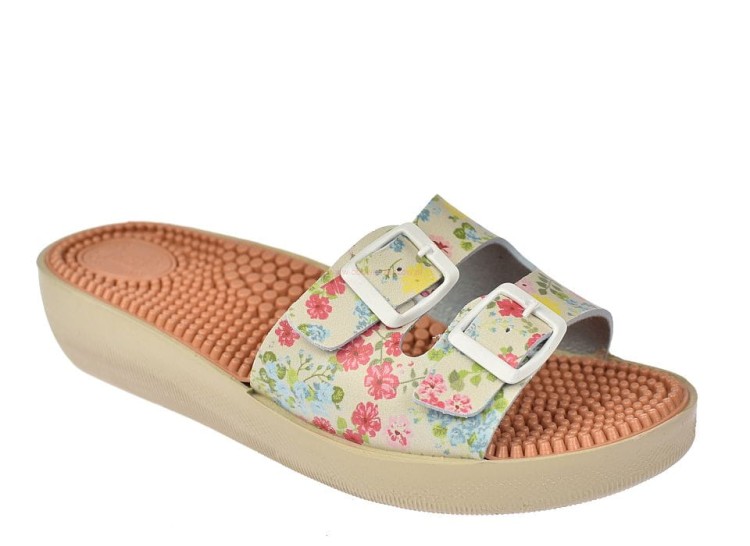 Klapki damskie Sanital Flex 2P32-1029 na koturnie, kolce masujące stopy, dwa paski z regulacją