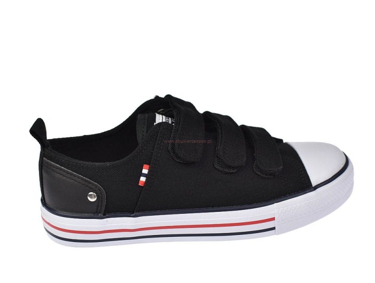 Trampki czarne na rzepy American LH 118