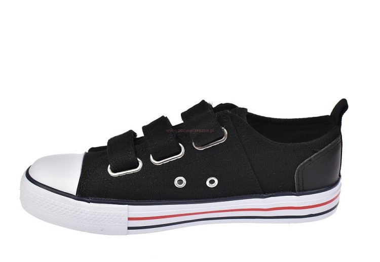 Czarne trampki na rzepy z białą podeszwą