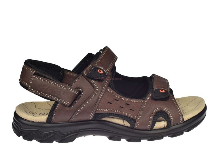 Wygodne sandały męskie na lato brązowe C7726 – widok z boku