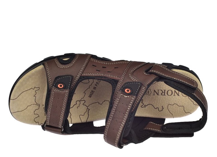 Męskie sandały na rzepy w kolorze brązowym model C7726 – widok z góry