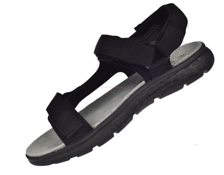 Czarne sandały męskie American Club RL142/24 na rzepy – widok z boku