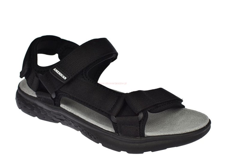 Wygodne sandały męskie American Club RL142/24 – paski na rzepy, czarna cholewka