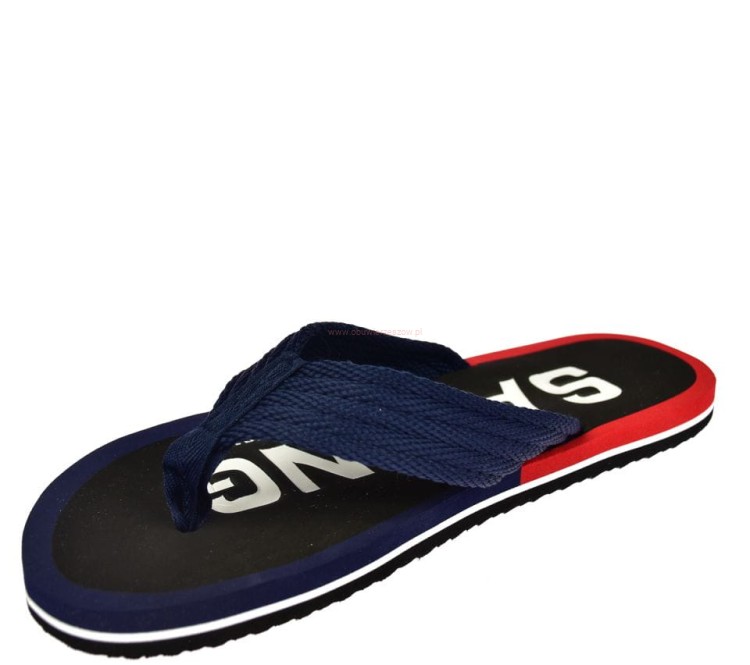 Zbliżenie na tekstylny pasek japonek American Club JP 02/20