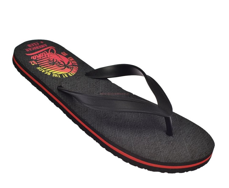 Klapki japonki męskie czarne American Club JP01/20 z gumowym paskiem