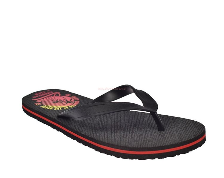 Japonki męskie JP01/20 – czarne klapki z nadrukiem na podeszwie