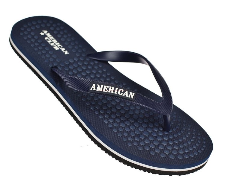 Granatowe japonki męskie American Club NH110/23 z gumowym paskiem