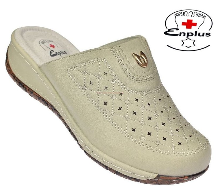 Klapki damskie Enplus na koturnie medyczne z krzyżykiem