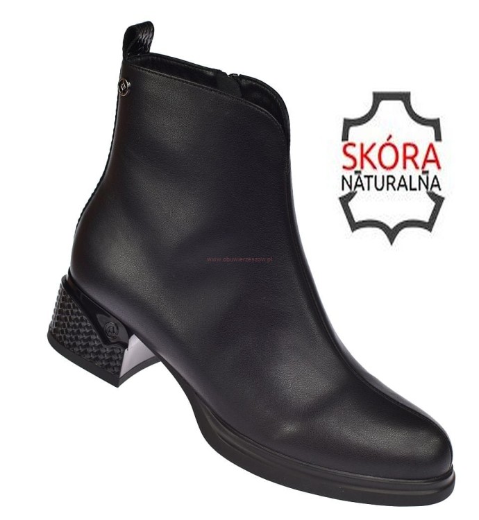 botki damskie Jankowski JK/B-3-201 czarne stylowe na obcasie