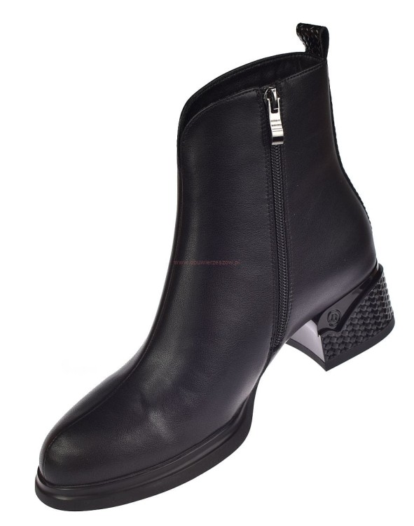 botki damskie czarne skórzane eleganckie z zamkiem