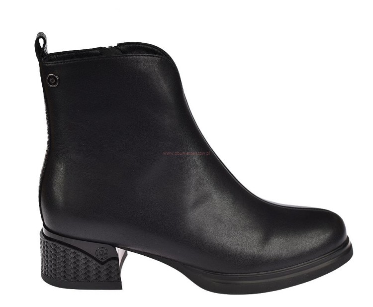 botki damskie Jankowski JK/B-3-201 czarne na obcasie klocek