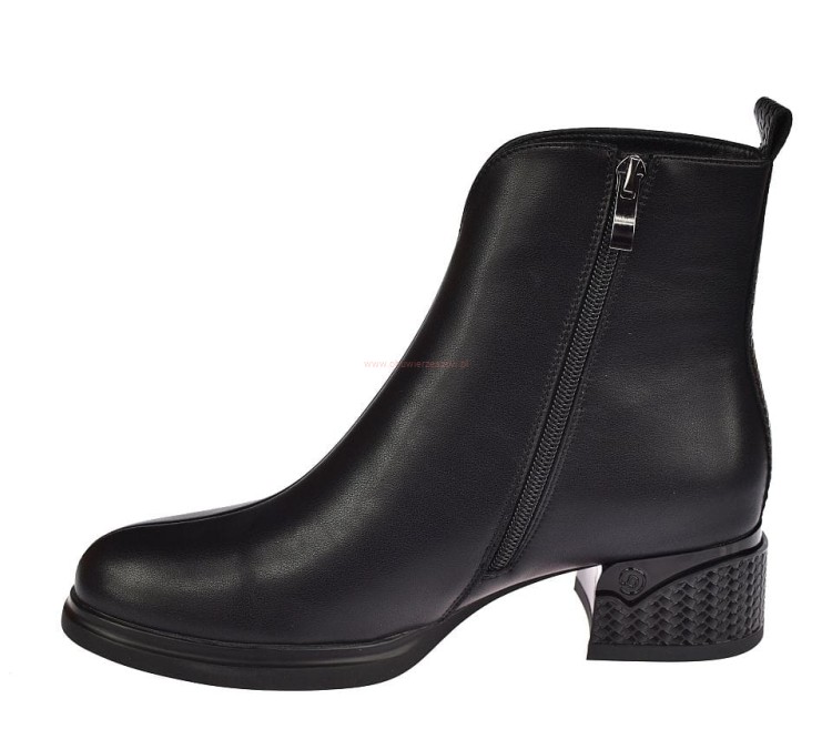 botki damskie skórzane czarne 5 cm obcas na klocku