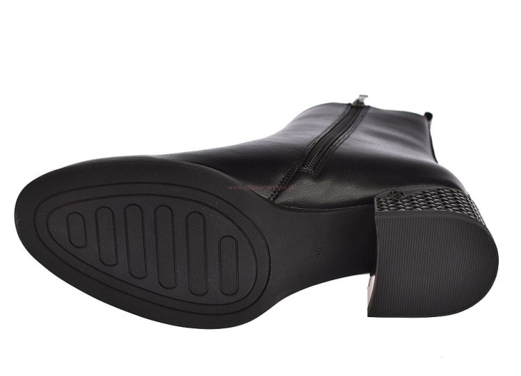 botki damskie Jankowski skórzane czarne 5 cm obcas