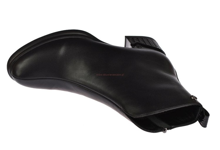 botki damskie czarne skórzane eleganckie z zamkiem