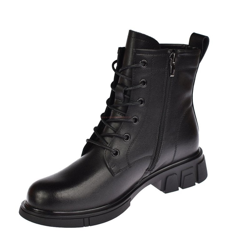 Wygodne botki damskie Jankowski JK/B-3-106 skórzane, zapinane na zamek, kolor czarny